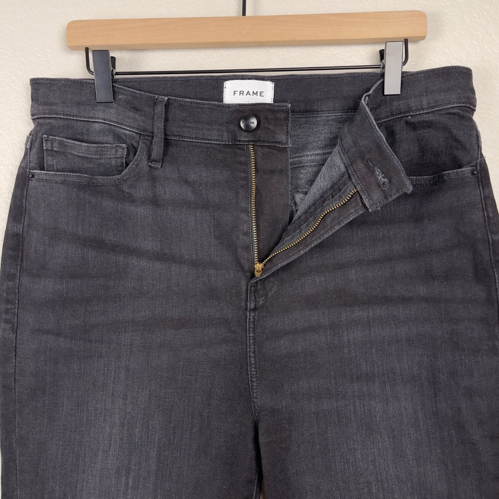 FRAME Le High Straight Jeans‎ High Rise 32 Tilt Black Faded Denim - Picture 6 of 10